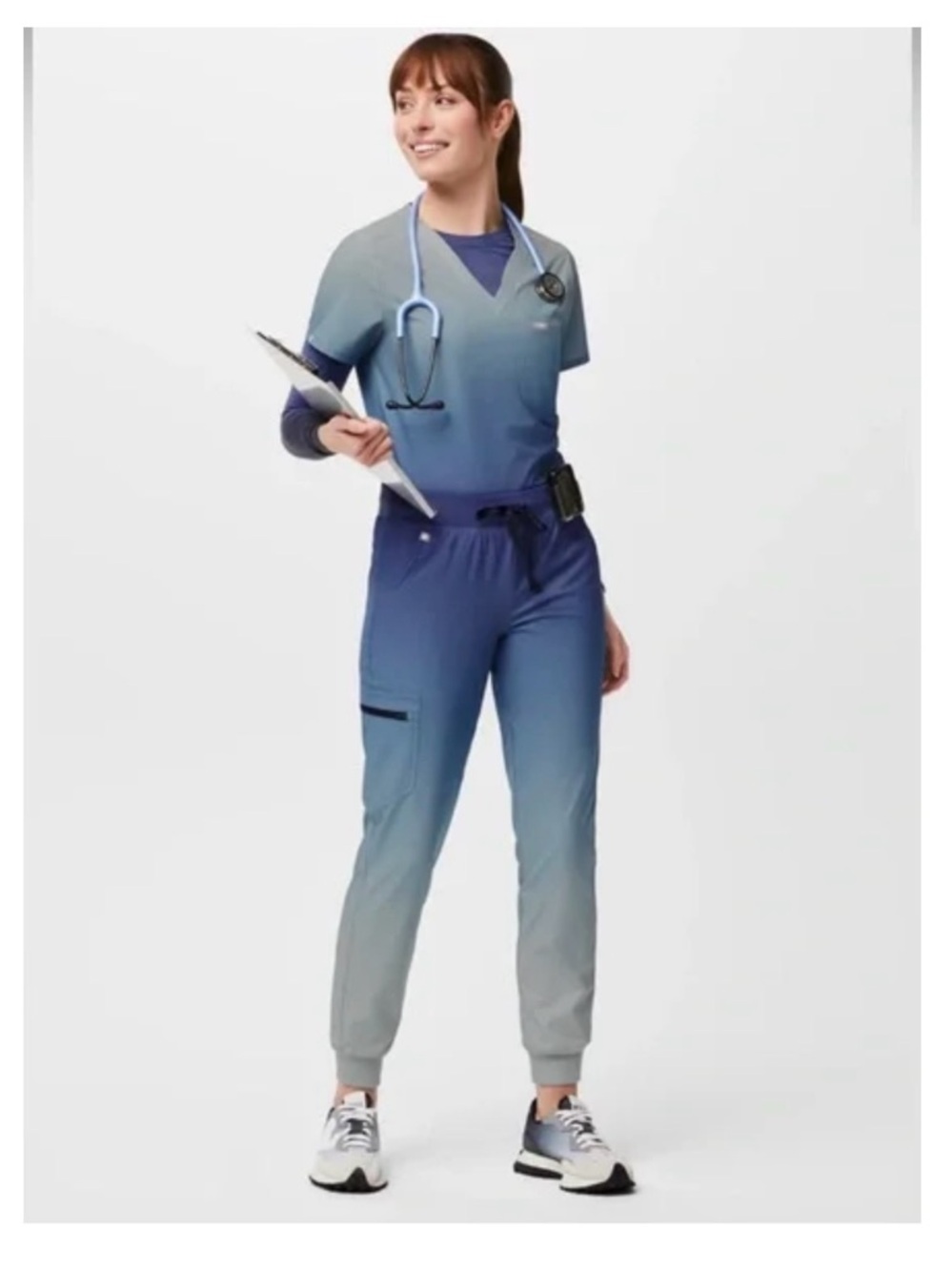 Figs Ombre Blue to Gray Jogger Scrub Pants XXS/Tall